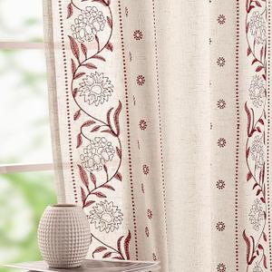 jinchan Linen Curtains 96 inches Long for Bedroom Linen Blended Embroidered Floral Curtains for Living Room Farmhouse Decor Light Filtering Window Treatments Blue on Beige Drapes 2 Panels Blue