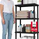 IRIS USA 4-Shelf Light Duty Plastic Storage Shelves, 200lb Capacity, 48" H x 24" W x 12" D, Medium Modular Shelving Unit Storage Organizer for Bathroom, Laundry, Garage & Home, Storage Rack - Black, 4 Tier | 12"d X 24"w X 48"h