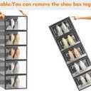 SIMPDIY Shoe Storage, 12 Pack Shoe Organizer for Closet, Shoe Boxes Clear Plastic Stackable Shoe Containers with Lids for Size 10, Black