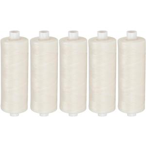 5-Pack of Unwaxed Dental Floss Refill Spools, 200 Yards Each, Bulk Unflavored Floss, White - Wax Free Dental Floss with Translucent Dispenser