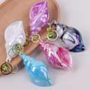YUHUANLAN Iridescent Acrylic Conch Keychain Seashell Keyring for Women Men 6 Color Options Unique Beach Gift Key Chain (blue)