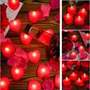 1000 Pieces Artificial Red Rose Petals with 24 Pieces Heart Romantic Flameless LED Tealight Candles for Special Night, Love Candle for Valentine's Day, Anniversary Decorations, Wedding, Engagement
