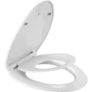 Elongated Slow Close Toilet Seat with Toddler Seat Built In, Potty Training Seat, Easy to Install and Remove, Never Loosen, White
