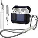 [4 in 1] Lock Case Compatible with AirPods Pro 3 with Keychain,Lanyard and Cleaning Pen Kit,Military Grade Armor Shockproof Rugged Shell Protective Cover for Women Men (blue)