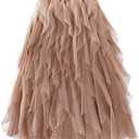 Femiserah Women's Long Rainbow A Line Tulle Tutu Skirts Tiered Skirt Petticoat S/M