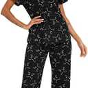 ENJOYNIGHT Women's Pajama Sets Cotton Summer Pjs Tops with Capri Pants Sleepwear, M