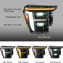 VLAND LED Headlights For 2021-2023 Ford F150 [Only fit for F-150 with Halogen/Xenon OEM Light], Yellow or White DRL, Not For Raptor & F-150 Lightning, Black