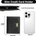 GOIACII Women's Small Bifold Cute Bow Wallet Rfid Blocking Ladies Card holder Wristlet with Zipper Coin Pocket Black