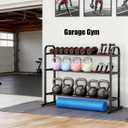 3-Tier Adjustable Dumbbell Rack, Holds 450 Lbs Total, Multi-Purpose Storage Stand for Dumbbells, Kettlebells&Weight Plates - Space Saving Home Gym Organize