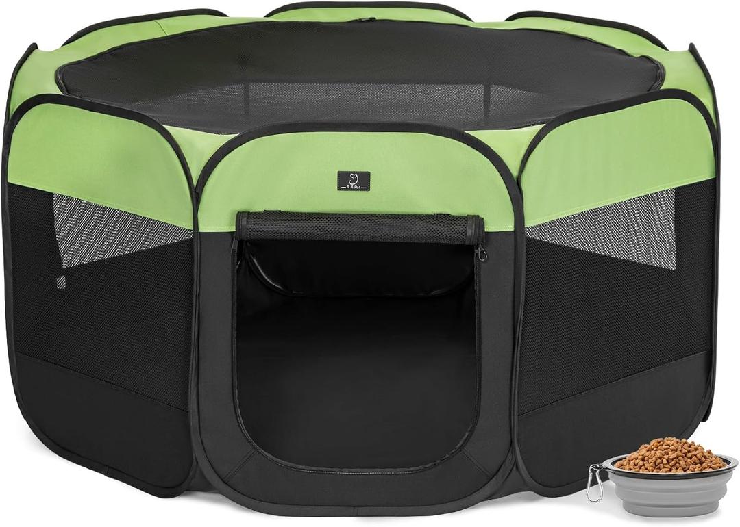 A 4 Pet 50.39-in Dog Playpen, Small Dogs & Puppies, Green+Black