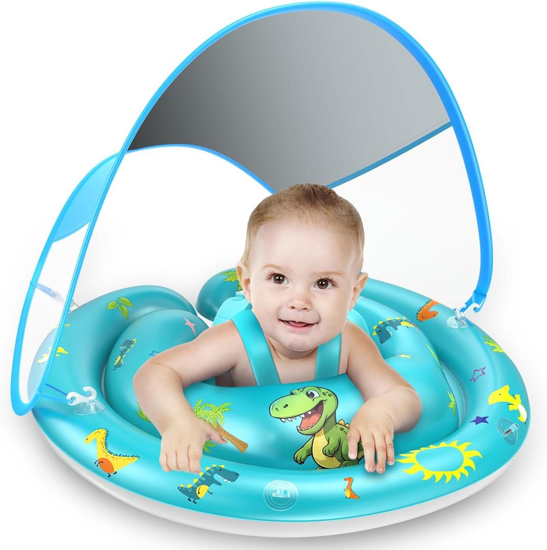 Baby Pool Float with Canopy Removable UPF50+ UV Sun Protection,Third-Generation Upgraded Baby Swimming Float,More Stable Baby Swimming Pool Float,Suitable for Babies Aged 10-36 Months Float(XL)