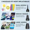 Quick-Fill Electric Air Pump with 3 Nozzles, AC 110V-120V Portable Inflator Deflator for Inflatables Pool Float Toys Air Mattress Bed Couch Swim Ring Tube Raft