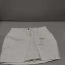 ELLEVEN Denim Mini Skirt for Women, High Stretch Low Waist Jean Skirt with Shorts Underneath Sexy Bodycon Casual Micro Skort (White, M)