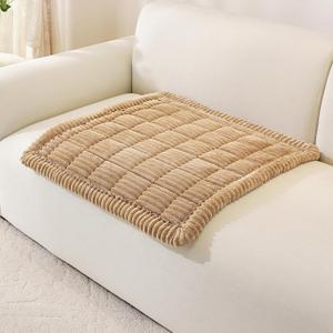 Royhom Chair Cover for Dogs, Thick Soft Couch Arm Cover, Headrest Armrest Covers, Furniture Cover for Pets Recliner Loveseat Leather Cushion L Shaped Couch (Khaki, 27.6 x 27.6 Inch)