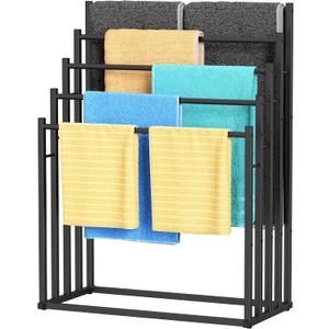 Honiter Towel Racks for Bathroom, 5 Tier Wide Towel Drying Rack Outdoor, Free Standing Towel Rack, Pool Towel Blanket Stand and Display Rack for Oversized Bath Towels