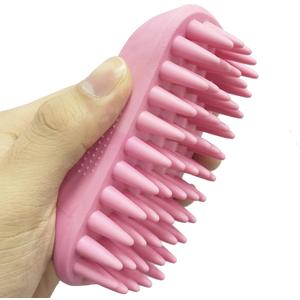 Pet Silicone Shampoo Brush for Long & Short Hair, Pink ( New ), Medium Large Pets Dogs Cats, Silicone Shower Wash Curry Brush, Massage Comb