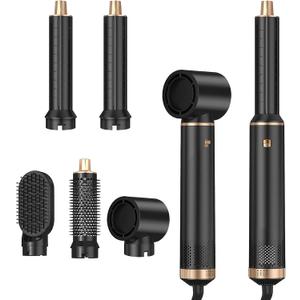 Dryhsip 5 in 1 Hair Styler & Wrap Air Curler, Low-Speed Negative Ionic Hair Tools Drying, Multi Hair Styler, Professional Blow Dryer Brush for Curling Volumizing Straightening Styling (Black)
