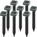 8 Pack Solar Powered Mole Repellent, Ultrasonic Outdoor Pest Repeller for Lawns & Gardens - Waterproof, Chipmunk, Vole, Gopher, Groundhog, Snake Deterrent (Dark Green)