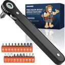 Right Angle Screwdriver Set: Mini Ratchet Screwdriver with Low Profile Offset Handle, Tamper Proof Torx, Hex Bits, Square Drive Bit, EDC Tool Set for Tight Spaces, Christmas Gifts for Men Dad Husband