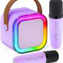 Mini Karaoke Machine for Kids, 2026 TOP Toys Birthday Valentine's Day Gifts Ideas for Girls Ages 4, 5, 6, 7, 8, 9, 10, 12+ Years Old, Portable MP3 Player with 2 Wireless Mics for Family Home Party