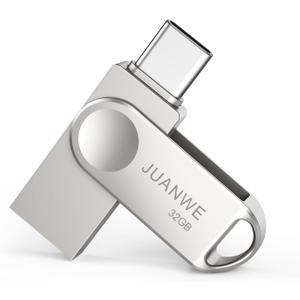 JUANWE 64GB USB C USB3.0 Flash Drives 2 in 1 OTG High Speed Up to 100MB/ s Mini Swivel Thumb Drive Waterproof Flash Drive with Keyring Hole Memory Stick for USB-C Devices