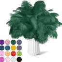 NEWONG 30pcs Blackish Green Ostrich Feathers Natural Bulk 9-12inch(23-30cm) Vase Craft Wedding Home Party Centerpieces Christmas Day Decoration