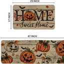 Artoid Mode Home Sweet Jack-O'-Lantern Pumpkin Halloween Kitchen Mats Set of 2, Low-Profile Decor Kitchen Rugs for Floor - 17x29 and 17x47 Inch
