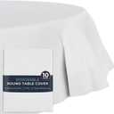 Paper Tablecloths for Round Tables | 82" - 10 Pack | White Paper & Plastic Disposable Table Cloths