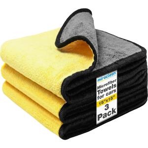 Microfiber Towels for Cars - 15.7" x 15.7" inches, Highly Absorbent Professional Grade Drying Towel Set for Superior Cleaning and Drying Performance - Car Drying & Kitchen Towel - Pack of 3