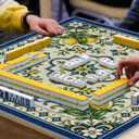 Vintage Italian Lemon Mahjong Mat 31.5"x31.5", Amalfi Coast Mediterranean Lemon Non-Slip Noise Reduction Gaming Mat for American Mahjong Poker Card Board Games Dominoes