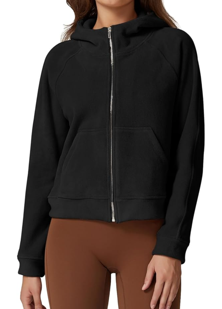 QINSEN Womens Full Zipper Hoodies Fleece Lined Collar Pullover Cozy Long Sleeve Sweatshirts L