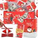 Surprise Gift Box Explosion for Money, Unique Folding Bouncing Red Envelope Gift Box with Confetti, Cash Explosion Luxury for Birthday Anniversary Valentine Proposal (15 Bounces) (Red Christmas)