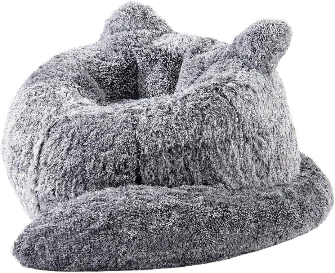 Achicsofar Bean Bag Chair for Adults Teens Giant Faux Fur Bean Bag Chairs with Filler Fluffy Plush Cat Shaped Beanbag Couch Comfy Accent Floor Sofa for Gaming, Reading in Living Room, Bedroom, Dorm