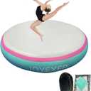 Inflatable Air Spot Mat 3.3FT Gymnastics Tumbling Mat 8Inch Thick Tumble Track Round Springboard Waterproof with Air Pump for Home Use/Yoga/Gym/Training/Cheerleading/Water (Pink)