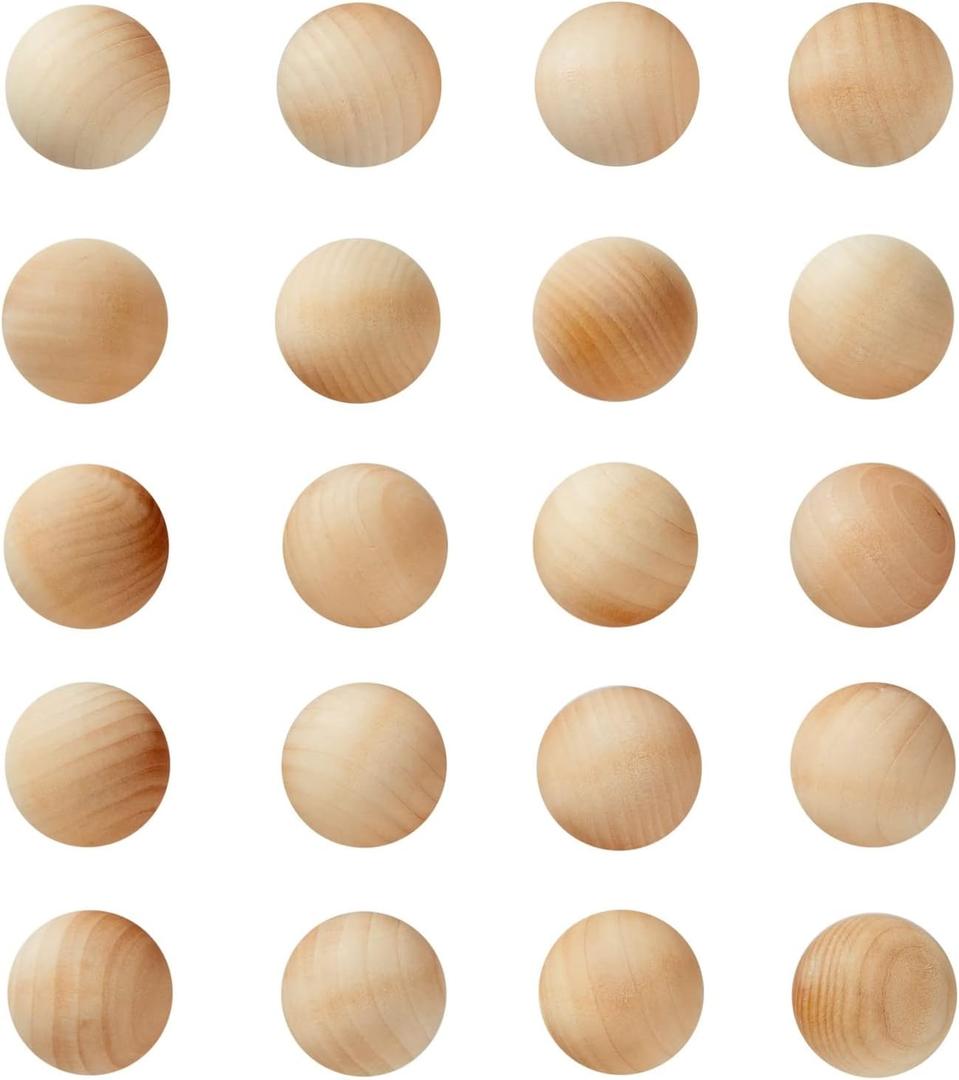 Juvale Wood Balls for Crafts - 1.5-Inch, 20-Pack - Unfinished Wooden Balls for Crafts & Home Decor Projects - Home DIY Craft Spheres