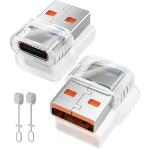 USB to USB C Adapter, 2 Pack USB-C Female to USB Male Adapter, Type C Charging Cord Connect Type-A Charger for i Phone 16 15 14 13 Pro Max, Samsung S24, AirPods, i Pad, Car
