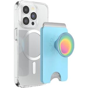 PopSockets Phone Wallet for MagSafe, Phone Card Holder with Grip, Light Blue - Butterfly Pea Blue