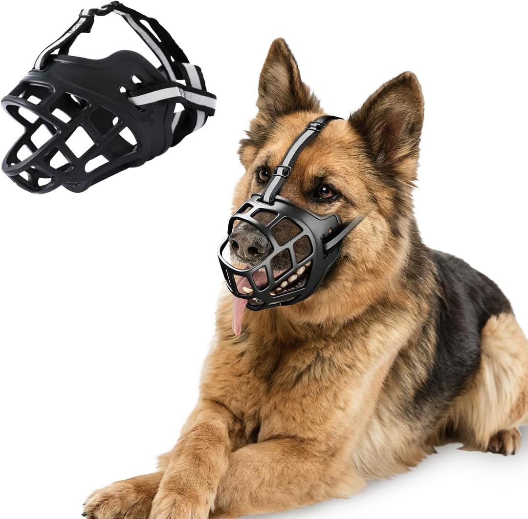 Breathable Basket Dog Muzzle - Adjustable, Prevents Biting/Chewing/Scavenging for Small/Medium/Large Dogs - Panting/Drinking Friendly, Easy Clean for Training (Muzzle 11.4-12.2 in, 44.1 lbs)