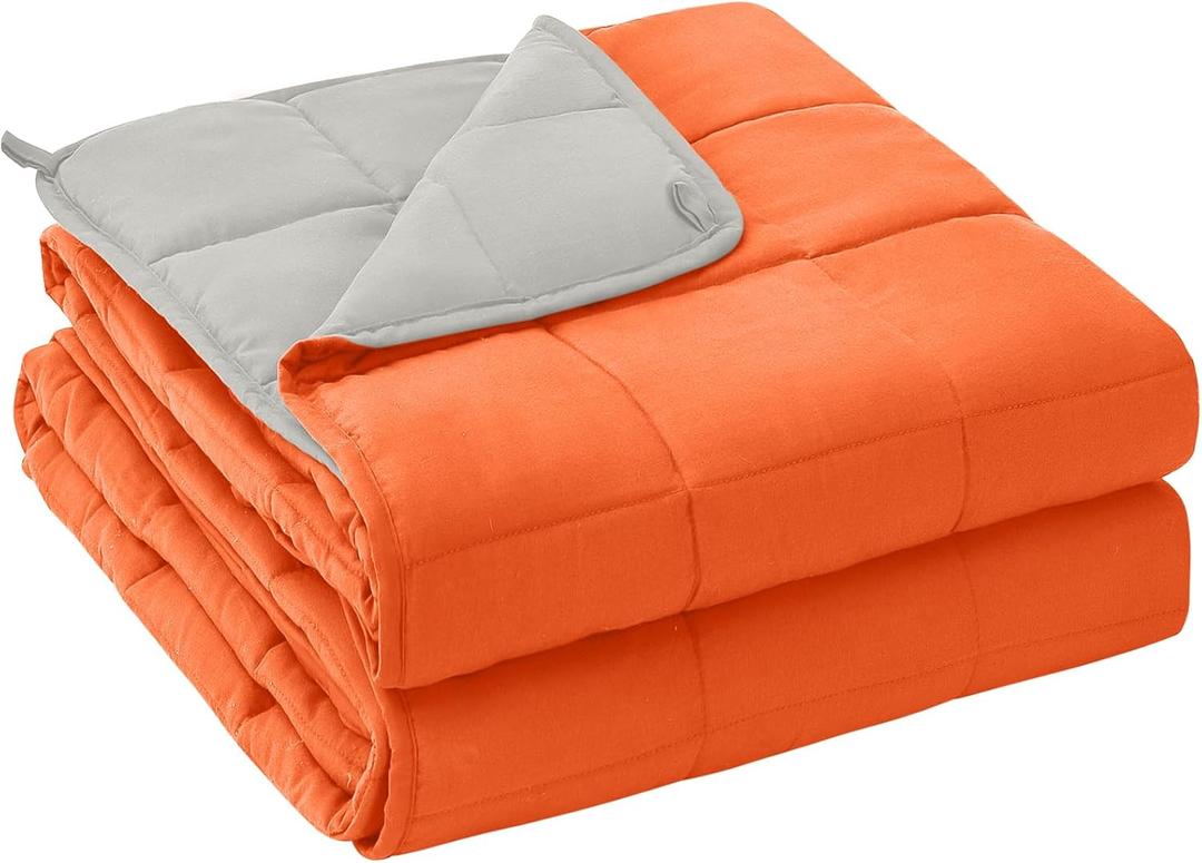 yescool Weighted Blanket for Adults (20 lbs, 60 x 80, Orange) Cooling Heavy Blanket for Sleeping Perfect for 190-210 lbs, Queen Size Breathable Blanket with Premium Glass Bead, Machine Washable