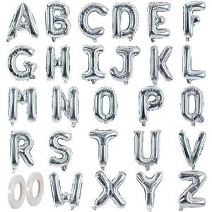 TONIFUL 16 Inch Silver Letter A-Z Balloons,Custom Phrase Mylar Foil Alphabet Letter DIY Personalized Phrase Banner for Birthday Anniversary Celebration Graduation Party Supplies Decoration (26 Pcs)
