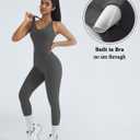 OMKAGI 2 Piece Workout Sets for Women Padded Workout Tops Booty Leggings with Pockets Gym Sets (Gray, M)