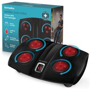 Homedics Shiatsu Select Foot Massager with Heat  Shiatsu Foot Massager with Heat, Therapeutic Kneading & Rolling, 4 Rotational Heads with 12 Massage Nodes, Toe-Touch Control