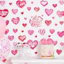 2 x 6 Sheets Valentines Day Decorations Heart Window Clings Red Pink Heart Window Glass Stickers Holiday Happy Valentine's Day Windows Decals for Home Office Party Glass Decor Supplies