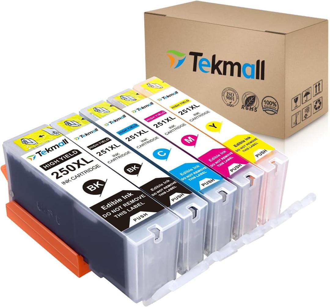 Compatible Ink Cartridge PGI-250XL, CLI-251XL, 250XL 251XL, Replacement for Canon Pixma MG5620 iX6820 MX922, MG5520, MG6620, MG5420, MG5422, MG5522, MG6420, MX722, iP7220, Pack of 5 