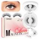 LASHVIEW Upgrade Magnetic Eyelashes with Applicator,Reusable Soft Magnetic Eyelashes Natural Look, No Glue Needed,Easy to Wear and Remove,RC24PDark Brown