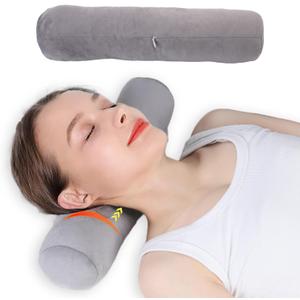 Health Cervical Neck Roll, Comfortable and Highly Resilient Bolster Pillows, Round Neck Pillows Support for Sleeping | Large Size Bolster Pillow for Bed, Legs, Back and Yoga (Grey)