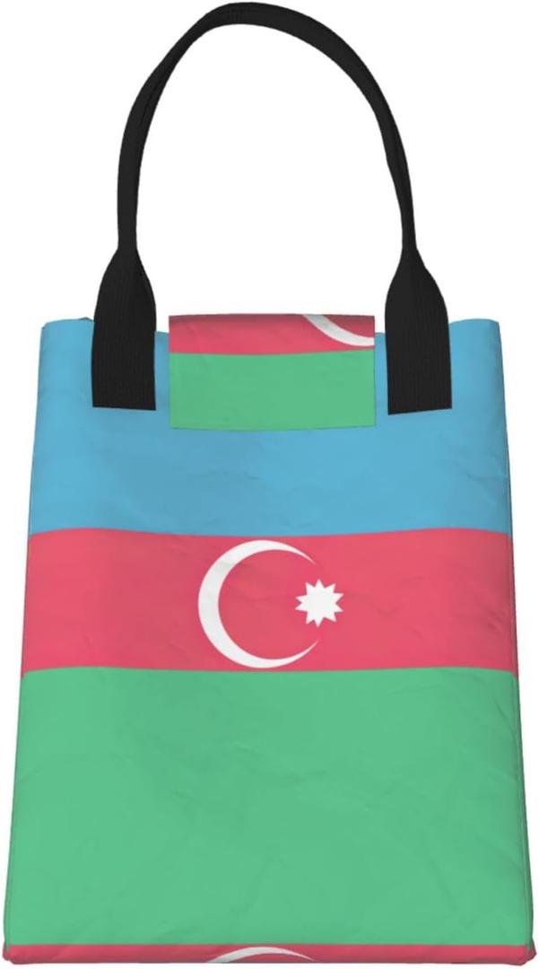 Flag Of Azerbaijan Reusable Paper Bag For Office Workers, Suitable For Picnic, Travel, More (One Size, Black)