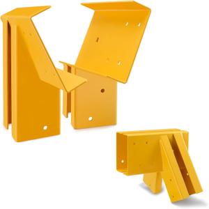 Swing Set Brackets 10",Bolt-Thru Construction Swing Set Hardware Kit w/3MM Thickness Steel for 4x4 Legs & 4x6 Beam, Wood End Bracket Maximum Protection of Children's Safety (Yellow 2 Pack)