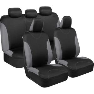 BDK UltraSleek Gray Seat Covers for Cars, Two-Tone Front Seat Covers with Matching Back Car Seat Cover, Made to Fit Most Auto Truck Van SUV, Interior Car Accessories, Car Seat Covers Full Set