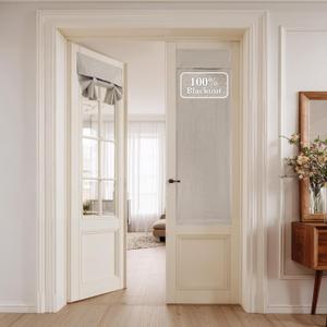 NICETOWN 100% Blackout Linen Door Curtains for Window, Privacy French Door Curtain 69 Inches Long for Kitchen Living Room, Thermal Insulated Window Covering, 1 Panel, 26W x 69" L, Sand